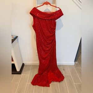 Glamorous Scarlet Sequin Evening Dress